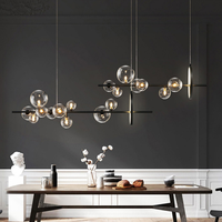 Lustre moderne créatif en métal éclairage 7/10 bulles de verre clair Long rond G9 luminaire maison lumières salon cuisine