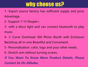 บูธถ่ายภาพหมุนได้ 360 องศาแบบพกพาสำหรับงานแต่งงาน พร้อมไฟวงแหวน รีโมทคอนโทรล บูธถ่ายวิดีโอและภาพถ่าย 360 องศาแบบแขวนเหนือศีรษะ ปรับขนาดได้ - Product Image 4