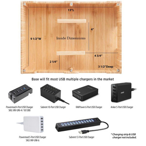 Bamboo Desktop Storage Box <b>For</b> Phones <b>Tablets</b> Electronics Multifunctional Organizer <b>Stand</b> - Product Image 2