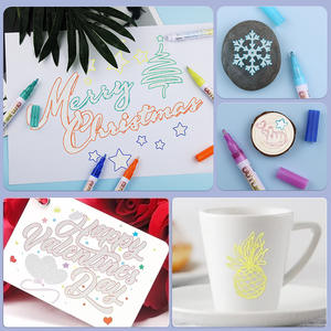 Pintura No Tóxica para Niños para Dibujar en Piedra, Tela, Lienzo, 24 Colores Brillantes, Marcadores de Contorno - Product Image 2