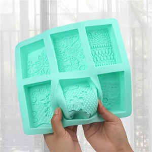 Factory Hot Quality Custom 3d Flower square Rectangular Cake Soap Moulds Handmade Silicone Soap Mold with logo - Product Image 4