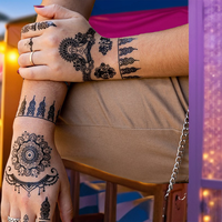 Autocollants de tatouage en vinyle PVC imperméables personnalisés pochoir de conception temporaire au henné pour les femmes