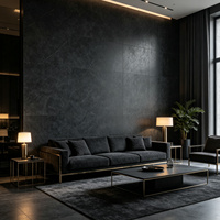 Dalle en pierre frittée 1200x2700x6mm gris foncé, aspect grès pleine masse avec texture naturelle fluide pour murs et sols modernes de luxe