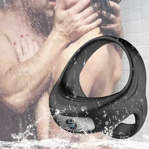 JoyPark USB Recarregável Masculino Masturbadores Big Cock Men Sex Toys Vibração Triplo Penis Cock Ring com Estimulador Clitoriano Novo