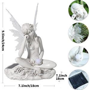 Enchanting Solar Powered Fada Estátua Do Jardim Com Mudando a cor Luz Resina <span class=keywords><strong>Angel</strong></span> <span class=keywords><strong>Figurine</strong></span> Para Decoração Do Jardim Ao Ar Livre - Product Image 3
