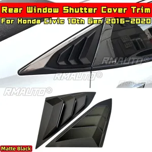 For Honda Civic 10th Gen 2016-2020 Body Kit Car Side Rear <b>Window</b> Louver Shutter <b>Cover</b> Matte Black Sport Style Car Accessories - Product Image 2