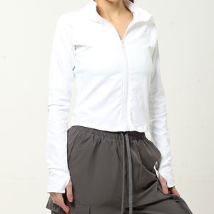 <span class=keywords><strong>Blazer</strong></span> moulant décontracté à col montant pour femmes Vêtements de fitness Manteau de sport à manches longues à séchage rapide pour femmes - Product Image 2