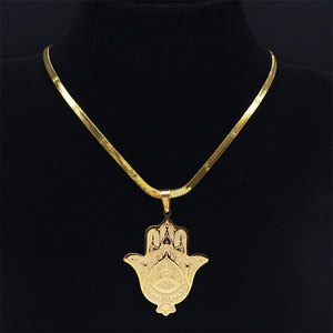 จี้ห้อยคอแฟชั่นรูปดวงตาและมือ ประดับเพชรซิร์คอน ชุบทอง 14k 18k ทำจากสแตนเลสสตีล 316L แบบวินเทจสั่งทำพิเศษ สำหรับผู้หญิง ขายส่ง - Product Image 4
