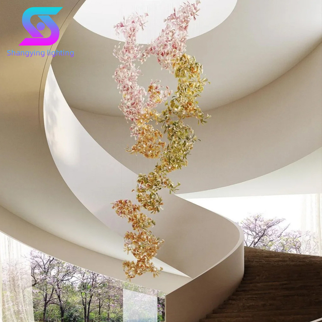 Luxury LED Chandelier Pendant Light Adjustable Height Custom Flower Varying Rectangles Ovals Squares Long Rectangles for Hotel