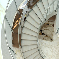 CBMMart-Escalier en arc de style avec larges marches en marbre et garde-corps personnalisé, idéal pour les villas de vacances dans les Caraïbes