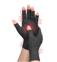 Guantes de Ciclismo y Fitness de Medio Dedo para Hombre, de Algodón, Compresión, Antideslizantes, Transpirables, Diseño Ergonómico, Puntos Adhesivos para Alivio del Dolor