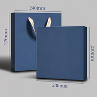 Ensemble cadeau de papeterie personnalisé de style chinois en 4 pièces, carnet, stylo, marque-page en acier inoxydable, badge Ruyi, boîte cadeau bleu gris