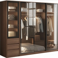 Nouvelle conception de placard avec porte en verre, armoire de chambre à coucher, placard à vêtements, armoire en bois sur mesure