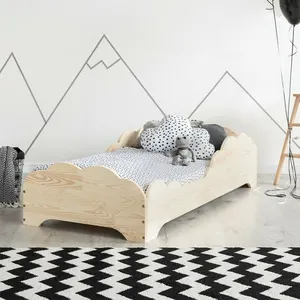 Cadre de lit en bois massif pour enfants, Design moderne, lit simple avec tête de lit Panda, meubles de chambre pour garçons et filles