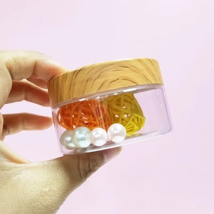 50ml-250ml Clear PET <b>Plastic</b> Cosmetic <b>Jars</b> with Bamboo Print <b>Plastic</b> Lid for Skin Care & Hair Masks - Product Image 1