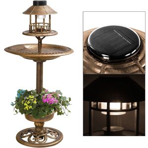 Bassins d'<span class=keywords><strong>oiseaux</strong></span> solaires en cuivre antique résistant aux intempéries Fontaine d'eau extérieure et bain d'<span class=keywords><strong>oiseaux</strong></span> avec lumière solaire - Product Image 3