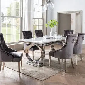 灰色餐桌椅金属顶厨房餐桌豪华大理石餐桌