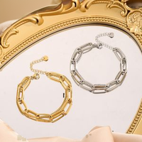 Bracelet double épaisseur en acier inoxydable plaqué or géométrique pour femme, bijou tendance, cadeau