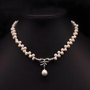 Collier de perles de mode américaine, chaîne multi-rangs, design floral perlé, alliage d'or, bijoux tendance pour les fêtes, collier de perles - Product Image 3