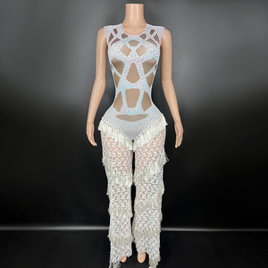 NOVANCE Y1405-B Dropshipping Productos 2024 Embroidered <strong>Jumpsuit</strong> Beaded Womens <strong>Fringe</strong> Tassel <strong>Jumpsuit</strong> for Dance - Product Image 2