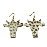 Boucles d'oreilles pendantes vintage occidentales Comiya pour femmes, motif tête de buffle, imprimé léopard, motif vache, bijoux fantaisie en bois, cadeaux, bijoux