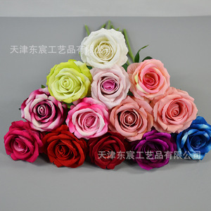 Rose artificielle en velours Dongchen Crafts, tige unique, décoration de mariage et de maison, bouquet rose - Product Image 4
