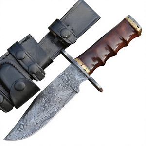 Custom Handmade Damascus Steel Clip Point Blade Bowie <b>Knives</b> With <b>Bone</b> <b>Handle</b> & Leather Sheath Hunting Camping OEM <b>Knife</b> - Product Image 3