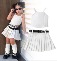 Vêtements pour Enfants Tenues Filles Haut en Dentelle Jupe en Jean Irrégulière Ensemble de Vêtements pour Enfants Tenue 2 Pièces Ensembles pour Filles