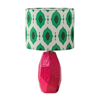 Lampe de table en céramique rose moderne avec abat-jour en tissu à motifs, lumière de bureau à 3 couleurs réglables pour la chambre à coucher, le salon, la décoration de la maison