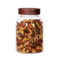 Bouteilles et bocaux de conservation alimentaire ronds en verre borosilicate de haute qualité, bocal en verre hermétique avec couvercle en bois d'acacia en spirale