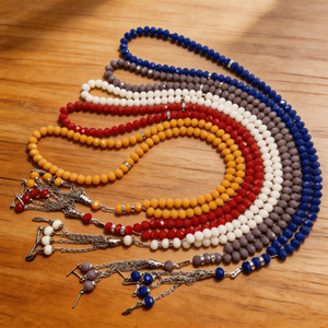 99 Perle di Preghiera Musulmane in Cristallo, Rosario Islamico con Sacchetto in Velluto Rosso, Perle Conteggio Religiose per Ramadan Eid <span class=keywords><strong>Mubarak</strong></span> - Product Image 4