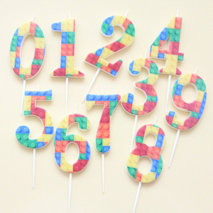 Entrega Rápida, Bloques de Construcción Decorativos de Parafina con Temática de <span class=keywords><strong>Lego</strong></span>, Decoración para Pastel de Cumpleaños, Velas con Números del 0 al 9 - Product Image 5