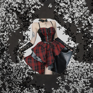 Completi per Bambini Stile Y2K <span class=keywords><strong>Gothic</strong></span> Lolita <span class=keywords><strong>Anime</strong></span>, Abito Dolce Punk con Gonna Tartan, Outfit Harajuku per Spettacoli - Product Image 3