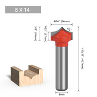 Fraise à graver à bec effilé pour le travail du bois, 8 mm, en carbure, 2 flûtes, pour centre d'usinage CNC, ODM/OEM, 45HRC