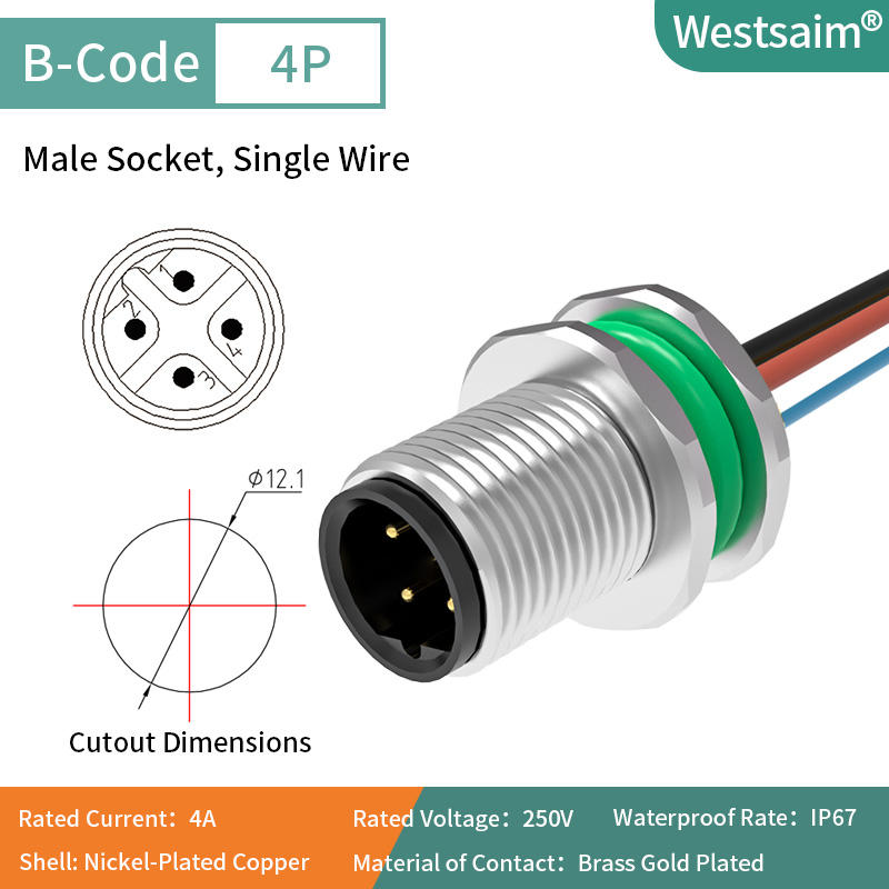 M12-B-4P male M12*1.0