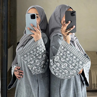 Dubai Türkei Neue Ankunft Islamische Bescheidene Bestickte Gerade Abend-Abaya-Kleid mit Natürlicher Taille für Muslimische Frauen