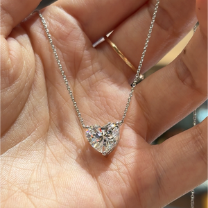 <span class=keywords><strong>Collana</strong></span> <span class=keywords><strong>con</strong></span> Pendente <span class=keywords><strong>Solitario</strong></span> Personalizzato Certificato IGI in Oro 18K, <span class=keywords><strong>Diamante</strong></span> Coltivato in Laboratorio CVD HTHP Taglio a Cuore DEF VVS1 da 1-10 carati - Product Image 3