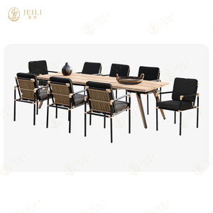 Ensemble de mobilier de <span class=keywords><strong>restaurant</strong></span> extérieur commercial JEILI, <span class=keywords><strong>grand</strong></span> parasol, table en teck, ensemble de chaises en corde, imperméable, projet de bord de piscine d'hôtel - Product Image 2