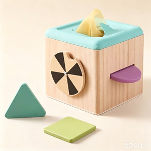 Boîte d'activités Montessori en bois naturel sûr avec miroir en forme de <span class=keywords><strong>chat</strong></span>, jeu d'association pour bébé, <span class=keywords><strong>jouet</strong></span> éducatif d'intérieur - Product Image 1