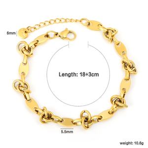 Bracelet Minimaliste en Acier Inoxydable Plaqué Or 18K, Maillons Ovales Entrelacés, Chaîne à Nœuds Polie, Bracelets Plats pour Femmes - Product Image 2