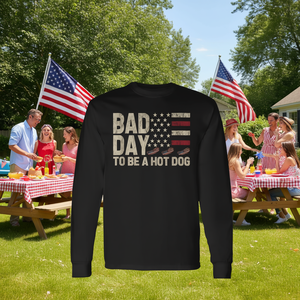 Camiseta de manga larga con bandera de Estados Unidos, Bad Day To Be A Hot Dog, 4 de julio - Product Image 3