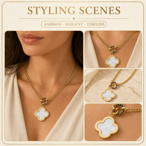 Collar con Colgante Moderno de Acero Inoxidable con Flores Blancas y Baño de Oro para Mujer, Regalo de Boda, Venta al por Mayor de Fábrica de Joyería - Product Image 2