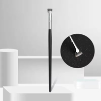 Kuas Alis Pipih Bulu Sintetis Vegan Gagang Kayu Ferrule Aluminium Tipis Miring Alat Rias Eyeliner Grosir Logo Custom
