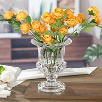 Ensemble de vases en verre gaufré de luxe, vase à fleurs vintage sur pied pour cadeau de pendaison de crémaillère et décoration de table à manger