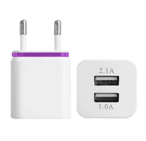 Bộ Chuyển Đổi Tường Du Lịch Cổng USB Kép 5V1A Cho Phích Cắm Apple US EU Bộ Sạc Khối Lập Phương Sạc Usb Di Động Bộ Sạc Tường Cho Iphone