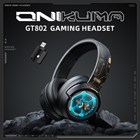ONIKUMA GT802 Casque de jeu tri-mode 2.4GHz BT Surround Sound Micro léger Casque supra-auriculaire et supra-auriculaire