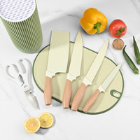 Ensemble de couteaux de cuisine en acier inoxydable en gros, couteau à fruits jetable avec support cylindrique, ensemble cadeau de cuisine très vendu