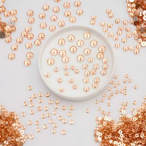 Perles de strass en opale de feu époxy de 5 mm à dos plat avec trou central à coudre pour la fabrication de bijoux en chaîne à maillons - Product Image 1