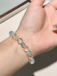 UM Jewelry Optimize Aquamarine (Irregular) and Clear Quartz Sea Salt & Ice <b>Beaded</b> <b>bracelet</b> Daily Wear Casual Stackable - Product Image 2