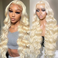 Perruques Lace Front en Cheveux Humains Remy Brésiliens Ondulés Couleur 613, Perruque en Cheveux Humains Bouclés Bruts Vietnamiens HD Transparent, Vente en Gros